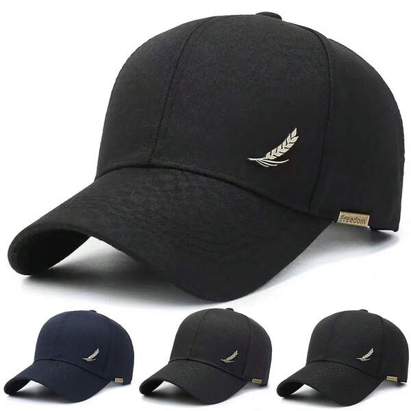 1pc Men's Feather Patch Baseball Cap, Street Fashion Hat, Outdoor Sun Protection Casual Cap For Spring Autumn Travel Beach Holiday