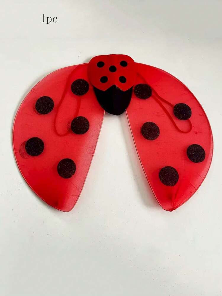 3pcs/Ladybug Wings Costume Set - Red And Black Polka Dot Design, With Black Antennae And Red Tassels, Perfect For All Kinds Of Carnivals, Christmas And Theme Parties. - Red - View 9
