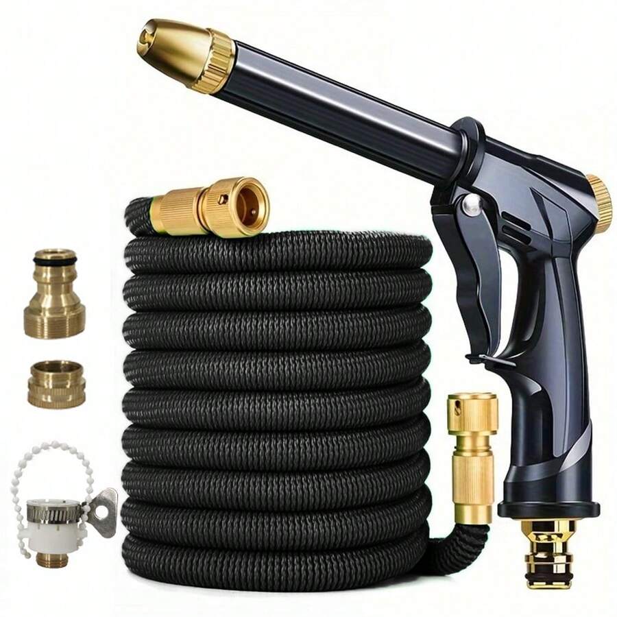 1pc Magic Expandable Hose, High Pressure Multi-Function Car Wash Water Hose, Shrinking & Expanding Garden Hose Spray Gun Tool, Watering Equipment - A - View 1