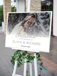 Customizable Welcome Sign | Personalize With Photo And Text, Suitable For Weddings, Parties And Special Events - Multifunctional Decor, Floor Standing, Material - Multicolor - View 1