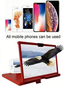 12英寸高清手机屏幕放大器，178°广视角稳定设计，沉浸式观看体验，适合在家、旅行或办公室观看电影、视频和玩游戏，兼容所有智能手机，便携轻巧，随时随地娱乐和工作。 - 均碼 - 查看 3