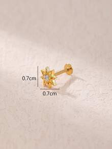 1pc Fashionable Diamond Star Stud Earrings, Suitable For Women's Daily Wear - Star - View 4