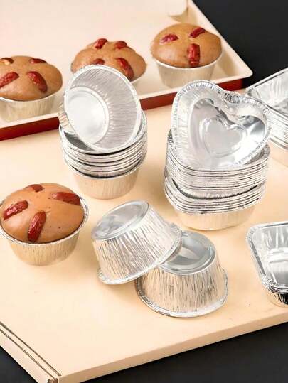 50 hộp/gói hộp nhôm dùng một lần - Hộp nhôm gia dụng thích hợp để nướng trứng và hàu - Khuôn bánh, hộp nhôm dùng cho nồi chiên không dầu - Thích hợp cho nhà bếp, nhà hàng, trường học và tiệm bánh.