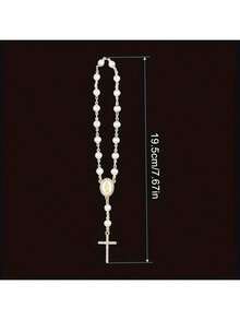 1 chiếc chuỗi hạt Mân Côi hình thánh giá và hoa hồng đính ngọc trai treo gương chiếu hậu - Phụ kiện gương chiếu hậu xe hơi trang nhã, đồ trang trí gương chiếu hậu, quà tặng tôn giáo, với hạt cườm sáng bóng - Phù hợp với hầu hết các loại xe hơi/SUV - Quà tặng lấy cảm hứng từ Lễ rửa tội/Lễ rước lễ/Lễ Giáng sinh - Phụ kiện xe hơi, Trang trí xe hơi, Phụ kiện nội thất xe hơi, Vật tư ô tô, Đồ dùng cần thiết cho xe hơi - A - Xem 3