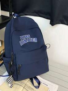 Ruitu Stationery-JYHS SHINAER Letter Print Navy Blue Backpack Casual School Bag - A - View 2