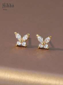Hihho زوج من أقراط الأذن بشكل فراشة من الزركونيا المكعبة، مناسبة للاستخدام اليومي للنساء، المدرسة، الذهاب للعمل، ويمكن أن تكون هدية عيد ميلاد للزميلات والأخوات والبنات - متعدد الألوان - مشاهدة 9