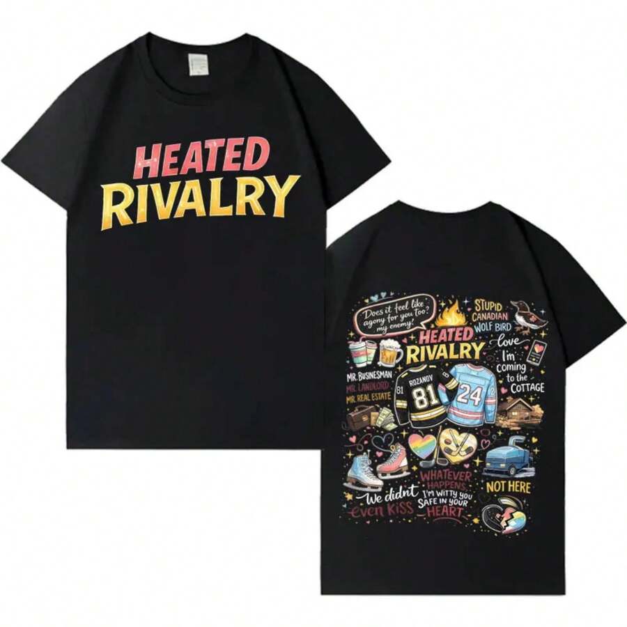 Heated Rivalry Ilya Rozanov Shane Hollander Tren-Dy Graphics Tshrit Mens Women Tee Shrits O-Neck Hara - 黑色 - 查看 1