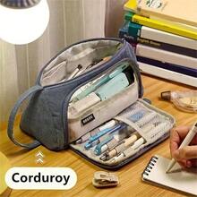 1 pieza Nuevo estuche de lápices/bolsa de almacenamiento diario de gran capacidad y multifuncional con diseño minimalista de triángulo a cuadros para estudiantes - Multicolor - Ver 9