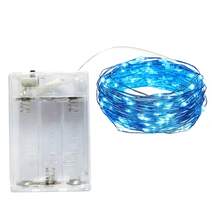 Lampu Hias Bertenaga Baterai AA, Ukuran 2m (20 LED), 3m (30 LED), 4m (40 LED), 5m (50 LED), Cocok untuk Pernikahan, Liburan, Kamar Tidur, Pesta, Suasana, Samping Tempat Tidur, Ruangan, Pencahayaan Dekoratif - Biru - View 5