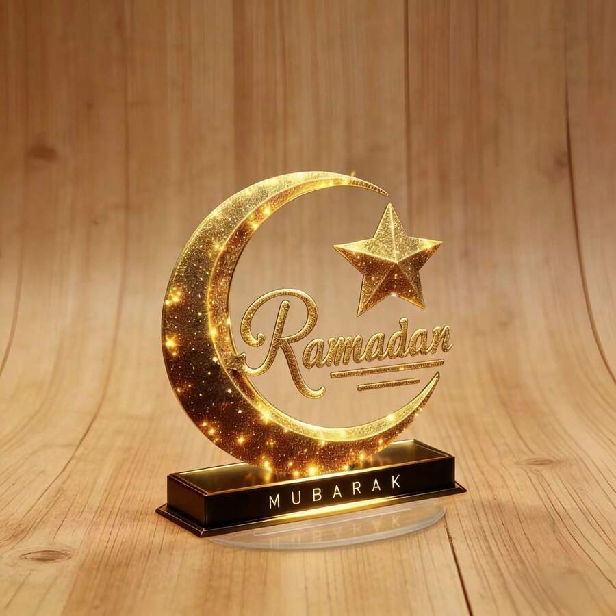 2D Acrylic Crystal Crescent Moon Decor, Themed On Ramadan New Moon, Revolving Around Islamic Faith, Suitable For Ramadan, Easter, Window Display, Ideal Gift - Multicolor - View 1