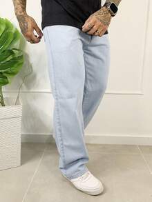 Calça Balao Jeans Masculina Oversize Perna Larga sem Elastano - Bem Clara - Visão 5
