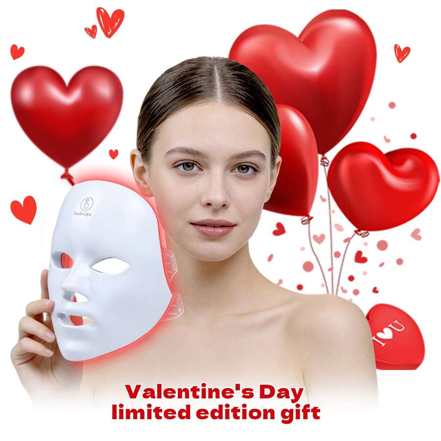 Aedwdpe LED Face Mask 7-Color Light Beauty Device, USB Rechargeable, Suitable For Daily Home Facial Use - Facial Skincare Accessory - 白色 - 查看 1