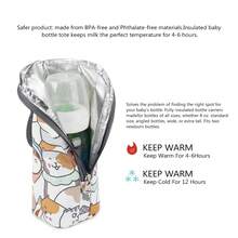 1pc Baby Bottle Insulation Bag, Suitable For Outdoor Travel And Daily Use - Red and White - View 4