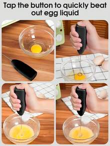 1pc 2-SpeedAA Battery Powered Electric Milk Frother, Mini Electric Milk Foamer For Coffee & Beverages, Electric Whisk, Kitchen Tool (Batteries Not Included) - New - Black - View 7