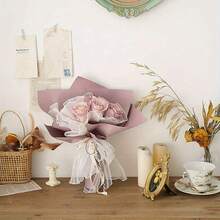 2 Rolls/1 Roll Faux Pearl Ruffle Fabric Flower Wrapping, Suitable For Party, Wedding, Birthday Gift Packaging, Bouquet Accessories, Gift Wrapping, Flower Packaging, Valentine's Day, Mother's Day (White 2 Styles Randomly Sent) - Multicolor - View 9