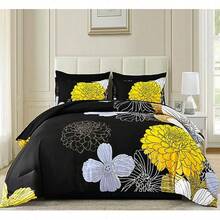 Yellow Comforter Set King Size, 7 Pieces Bed In A Bag Yellow Floral Comforter And Sheet Set, Soft Microfiber Grey Complete Bedding Sets For All Seasons Home Decor Room Decor Bedroom Decor Bed Comforter Set Mothers Day Gift Wedding Decorations. - Vàng1 - Xem 4