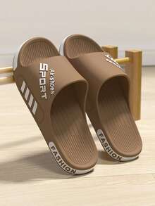 Sandalias neutras y casuales, suaves y cómodas, con diseño estampado con letras. Zapatos sin cordones de moda para hombre. Material: diseño con puntera abierta, suela suave, transpirable y cómoda. Estilo casual negro para el día a día, adecuado tanto para uso en interiores como en exteriores. Un artículo imprescindible para viajar. - Marrón - Ver 2