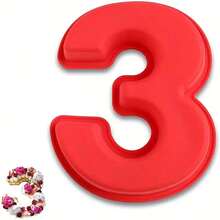 1pc 3D Large Silicone Cake Mold With Numbers, 0-9, Birthday & Anniversary Cake Pan For Baking - Red - View 12