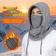防风保暖全脸骑行面罩、滑雪头套、两用保暖颈套和兜帽，适合大头围 - A - 查看 5