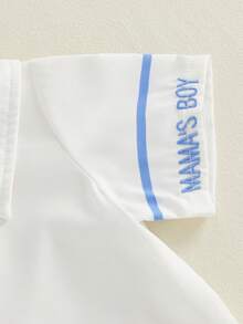 2Pcs Mamas Boy Baby Clothes Summer Outfits Short Sleeve Bowtie Romper And Suspender Shorts Set Mother's Day Valentines Gentleman Outfit - Blue - View 6