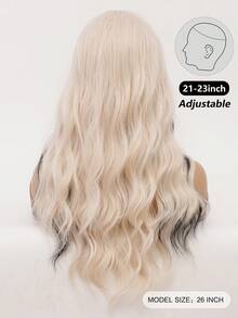 clouder Peluca larga ondulada y rizada de fibra sintética resistente al calor con flequillo central, de color negro con destellos dorados, estilo gótico punk, adecuada para uso diario, cosplay, estilo callejero, fiestas, festivales de música, estética Y2K, estilo académico de vanguardia y looks de moda punk moderno - Resaltar negro - Ver 4