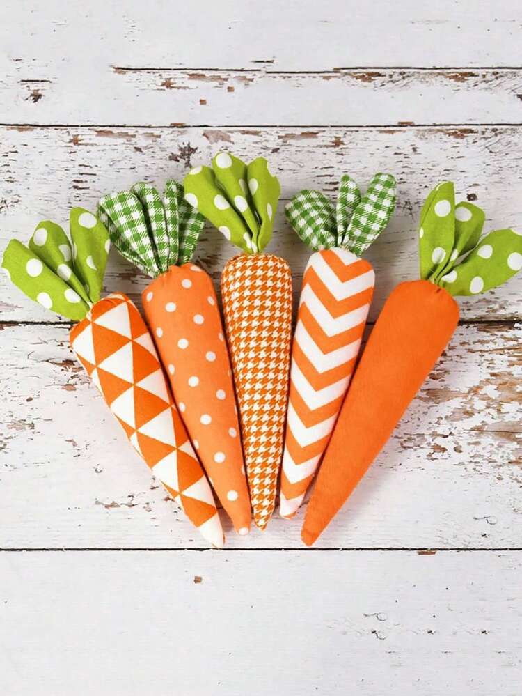 5个柔软仿真胡萝卜，适合用作复活节兔子摆件、春季餐桌装饰、生日派对用品 - 逼真的塑料胡萝卜家居装饰 - 春季餐具礼品 - 彩色 - 查看 8
