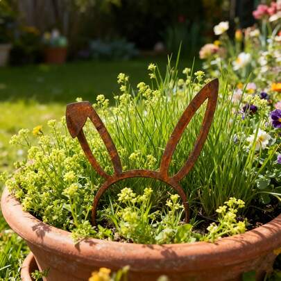 1pc Rustic Metal Garden Decor, Easter Bunny Garden , Metal Yard , Garden Insert Decor, For Outdoor Yard Decoration, Seasonal Decor, Garden Decor, Holiday Decoration