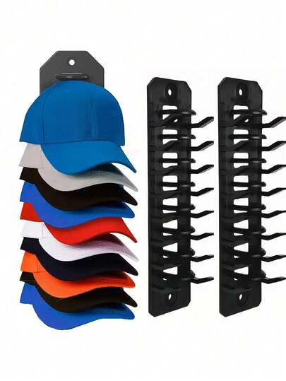 Organizador vertical de pared para 8 gorras de béisbol de uso intensivo, diseño de varios niveles, ganchos resistentes, accesorio de almacenamiento para el hogar para puerta, gabinete, pared, entrada