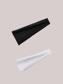 3pcs/Pack Women Casual Solid Color Headbands, Black/White/Gray, Breathable & Absorbent Sports Headbands For Running, Fitness, Elastic Hair Bands - Multicolor - View 2