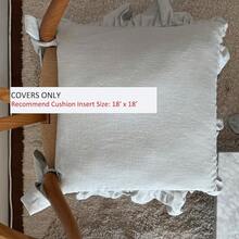 Korean Made Chair Pad 17.5'x 17.5' Slipcover Chair Cushion Cover Ties With Ruffle Farmhouse Decor Covers Only, Gift For Mom (Light Gray) - 淺灰色 - 查看 6
