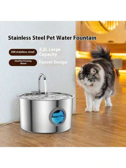Stainless Steel Cat Water Dispenser Comes 3.2L Cat Water Dispenser - Automatic Cat Water Dispenser - Silent Cat Water Dispenser - Keep The Water Clean