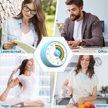 60分钟可视计时器，适用于儿童、教室、办公室、厨房、桌面，是一款儿童时间管理工具，静音运行，番茄钟计时器，彩虹图案 - 彩色 - 查看 6