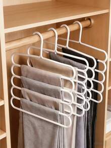 5Pcs Multi Layers Pants Hanger Space-Saving Pants Organizer Closet Trousers Scarves Storage Rack(White:31cm X 30.5cm) - 白色 - 查看 8