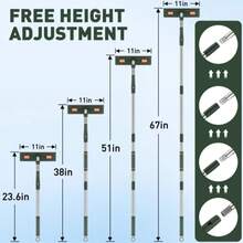 4-In-1 Window Squeegee For Home | Window Cleaning Kit With 3 Microfiber Cloths & Feather Dusters, Professional Tool For Outdoor Windows, Mirrors, Screens, Multi-Use Car Windshield Cleaning Tool With Long Handle, Plastic Material - Green - View 8