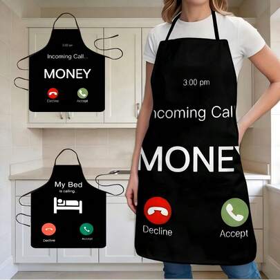 1PC My Bed Is Calling Funny Apron With Bed Icon And Call Accept Decline Design Kitchen Cooking Apron For Home Chefs Food Lovers Humorous Kitchenware Gift For Cooks Bakers