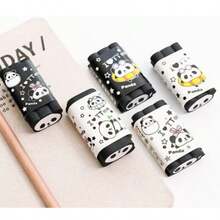 10个/盒 可爱熊猫造型橡皮擦，创意文具，学生学习用品，农场主题礼物，返校季礼物，派对礼品 - 彩色 - 查看 9