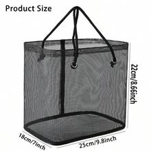 1 PC Washbasin Basket, Classic Black, With Handle, Mesh Design To Prevent Water Retention, A Helpful Tool For Storing Towels. - Mô hình màu đen trong suốt - Xem 3