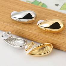 亮金色水滴形夹式耳环，无需耳洞即可佩戴，水滴耳饰 - 彩色 - 查看 6