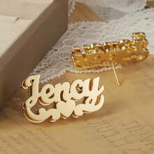 Custom Name Double Layer Earrings ,Personalized Heart Crown 3D Nameplate Earrings, Fashion Women's Earrings, Suitable For Daily, Anniversary Gift - Gold - View 2