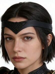 1pc Unisex Viking Wavy Drawstring Headband, Halloween LARP Warrior Knight Cosplay Headpiece - Camel - View 13