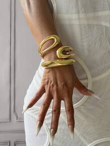 3pcs/2pcs/1pc Luxury Cufflinks & Bracelet Set, Gold Color Bracelet, Wide Style Bracelet, Thick Style Bracelet, Fashion Unique Oversized Gold Bracelet - Yellow Gold - View 18
