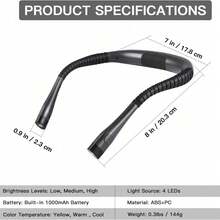 LED阅读灯，适合在床上阅读的台灯，亮度可调，3种颜色可选，可弯曲灯臂，三档亮度调节（低/中/高），三种色温切换（暖黄/暖白/冷白） - 多款式 - 查看 6