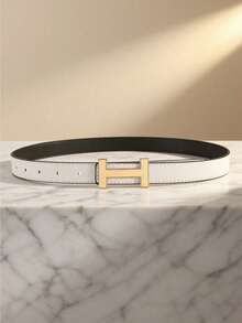 1.4 Cm Wide New Women's Belt With Korean Simple Design And Gold "H" Shaped Cross Buckle - Multicolor - View 20
