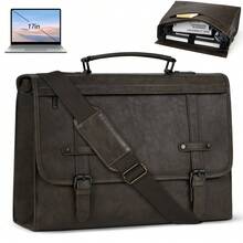 NEWHEY 17英寸男士PU皮革笔记本电脑包，男士公文包，男士防水斜挎包，男士单肩笔记本电脑包 - 彩色 - 查看 3