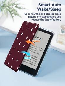Ayotu 1pc Burgundy Red And White Heart Pattern Tablet Case & Kindle E-Book Case Compatible With IPad 10th Generation, IPad 11/Air 4th/Air 7th/9.7 Inches, Compatible With Samsung Galaxy Tab A9 Plus, Kindle (11th Generation-2024 Release)(6 Inch), Kindle Paperwhite 12th Gen 2024, Great Holiday Gift, Stylish And Simple Pattern. - Multicolor - View 10