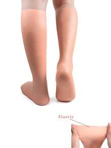 yuluan 1双/套 高品质硅胶长袜，硅胶防护保湿去角质袜，防水防裂足部护理袜，保湿美白袜，柔软弹力长袜，男女通用 - 粉色 - 查看 6