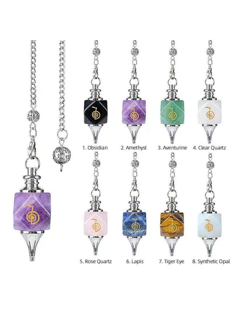1pc Natural Stone Amulet Crystal Pendant, Meditation Decor, Home Decoration, Crystal Stone - Multicolor - View 4