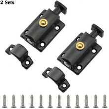 Cerrojo de de acero inoxidable de 1.65" con resorte y tornillos, cerrojo deslizante de barril negro, paquete de 2 - A - Ver 3