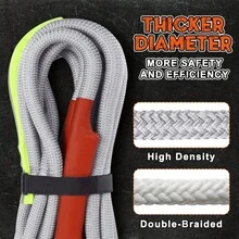 Outdoor Rescue Towing Rope - Including Steel Hook+Reflective+Storage Bag - Thick And Thick Towing Rope - Suitable For Use In Cars And Trucks - Suitable For Various Scenarios Such As Towing And Rescuing Vehicles When They Break Down, Towing, Etc - 16英尺 - 查看 4