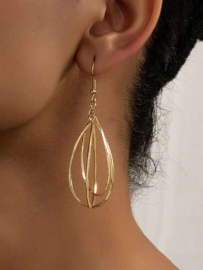 优雅不对称镂空水滴长耳环，精致珠宝毕业礼物